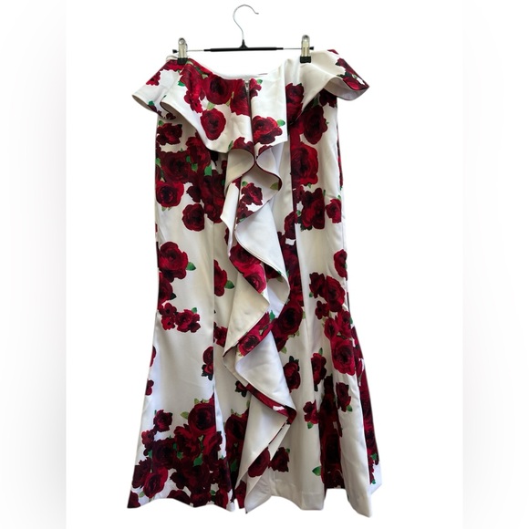 Social Code Strapless Rose Print Ruffle Dress Size 13 Romantic - Picture 3 of 5